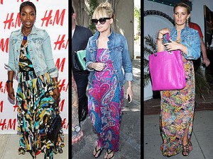 denim over maxi dresses